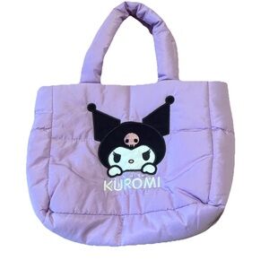 Kuromi Embroidered Padded Tote Bag 
Lavender Purple Black
